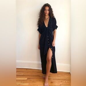 Free People Vintage Summer Midi Dress black medium